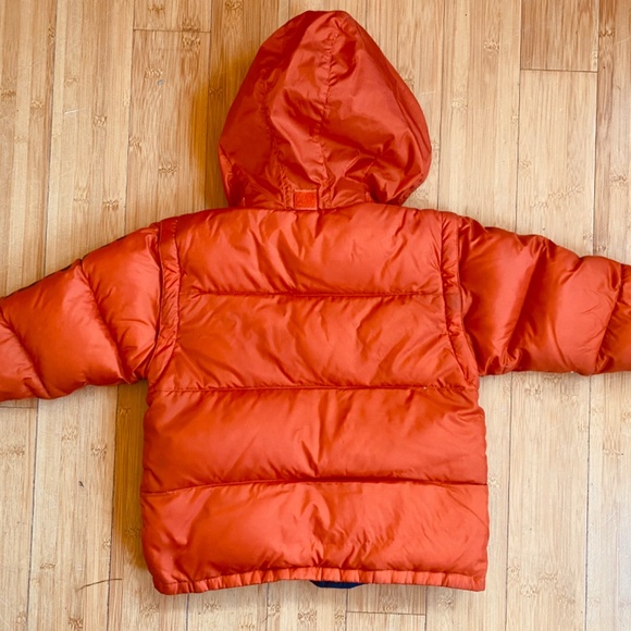 Nautica Puffer Down Jacket Vest Winter Coat Hooded kids size 3 Orange Navy - Picture 11 of 14